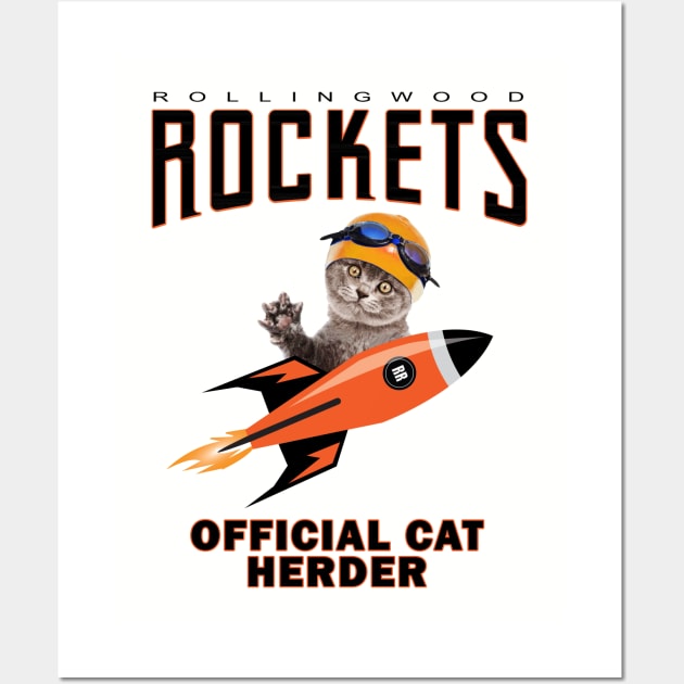 Rockets Swim Team Cat Herder Wall Art by robotface